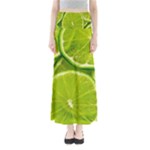 Lime Slices Close Up, Fresh, Fruit, Green Lemon Full Length Maxi Skirt