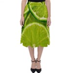 Lime Slices Close Up, Fresh, Fruit, Green Lemon Classic Midi Skirt