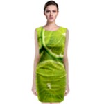 Lime Slices Close Up, Fresh, Fruit, Green Lemon Classic Sleeveless Midi Dress