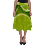 Lime Slices Close Up, Fresh, Fruit, Green Lemon Perfect Length Midi Skirt