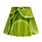 Lime Slices Close Up, Fresh, Fruit, Green Lemon Mini Flare Skirt