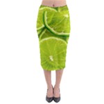 Lime Slices Close Up, Fresh, Fruit, Green Lemon Midi Pencil Skirt