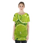 Lime Slices Close Up, Fresh, Fruit, Green Lemon Skirt Hem Sports Top