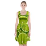 Lime Slices Close Up, Fresh, Fruit, Green Lemon Racerback Midi Dress