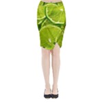 Lime Slices Close Up, Fresh, Fruit, Green Lemon Midi Wrap Pencil Skirt