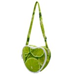 Lime Slices Close Up, Fresh, Fruit, Green Lemon Heart Shoulder Bag