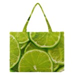 Lime Slices Close Up, Fresh, Fruit, Green Lemon Medium Tote Bag