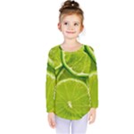 Lime Slices Close Up, Fresh, Fruit, Green Lemon Kids  Long Sleeve T-Shirt