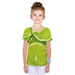 Lime Slices Close Up, Fresh, Fruit, Green Lemon Kids  One Piece T-Shirt