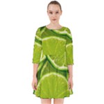 Lime Slices Close Up, Fresh, Fruit, Green Lemon Smock Dress