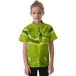 Lime Slices Close Up, Fresh, Fruit, Green Lemon Kids  Short Sleeve Shirt