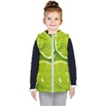 Lime Slices Close Up, Fresh, Fruit, Green Lemon Kids  Hooded Puffer Vest