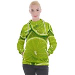 Lime Slices Close Up, Fresh, Fruit, Green Lemon Women s Hooded Pullover