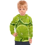 Lime Slices Close Up, Fresh, Fruit, Green Lemon Kids  Hooded Pullover