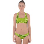 Lime Slices Close Up, Fresh, Fruit, Green Lemon Cross Back Hipster Bikini Set