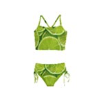 Lime Slices Close Up, Fresh, Fruit, Green Lemon Girls  Tankini Swimsuit