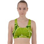 Lime Slices Close Up, Fresh, Fruit, Green Lemon Back Weave Sports Bra