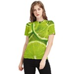 Lime Slices Close Up, Fresh, Fruit, Green Lemon Women s Short Sleeve Rash Guard