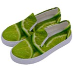 Lime Slices Close Up, Fresh, Fruit, Green Lemon Kids  Canvas Slip Ons