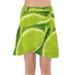 Lime Slices Close Up, Fresh, Fruit, Green Lemon Wrap Front Skirt