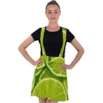 Lime Slices Close Up, Fresh, Fruit, Green Lemon Velvet Suspender Skater Skirt