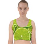 Lime Slices Close Up, Fresh, Fruit, Green Lemon Velvet Racer Back Crop Top