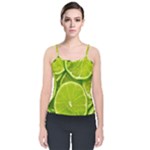 Lime Slices Close Up, Fresh, Fruit, Green Lemon Velvet Spaghetti Strap Top