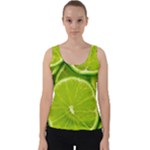 Lime Slices Close Up, Fresh, Fruit, Green Lemon Velvet Tank Top