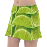 Lime Slices Close Up, Fresh, Fruit, Green Lemon Classic Tennis Skirt