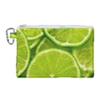 Lime Slices Close Up, Fresh, Fruit, Green Lemon Canvas Cosmetic Bag (Large)