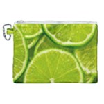 Lime Slices Close Up, Fresh, Fruit, Green Lemon Canvas Cosmetic Bag (XL)