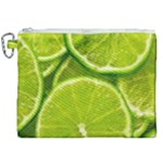 Lime Slices Close Up, Fresh, Fruit, Green Lemon Canvas Cosmetic Bag (XXL)