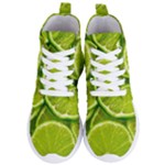 Lime Slices Close Up, Fresh, Fruit, Green Lemon Women s Lightweight High Top Sneakers