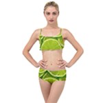 Lime Slices Close Up, Fresh, Fruit, Green Lemon Layered Top Bikini Set