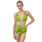 Lime Slices Close Up, Fresh, Fruit, Green Lemon Tied Up Two Piece Swimsuit