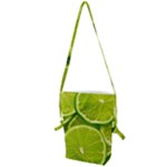 Lime Slices Close Up, Fresh, Fruit, Green Lemon Folding Shoulder Bag