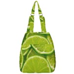 Lime Slices Close Up, Fresh, Fruit, Green Lemon Center Zip Backpack