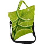 Lime Slices Close Up, Fresh, Fruit, Green Lemon Fold Over Handle Tote Bag