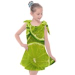 Lime Slices Close Up, Fresh, Fruit, Green Lemon Kids  Tie Up Tunic Dress