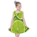 Lime Slices Close Up, Fresh, Fruit, Green Lemon Kids  Summer Dress