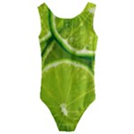 Lime Slices Close Up, Fresh, Fruit, Green Lemon Kids  Cut-Out Back One Piece Swimsuit