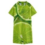 Lime Slices Close Up, Fresh, Fruit, Green Lemon Kids  Boyleg Half Suit Swimwear