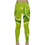 Lime Slices Close Up, Fresh, Fruit, Green Lemon Lightweight Velour Classic Yoga Leggings