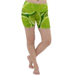 Lime Slices Close Up, Fresh, Fruit, Green Lemon Lightweight Velour Yoga Shorts