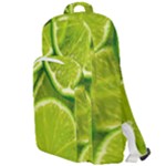 Lime Slices Close Up, Fresh, Fruit, Green Lemon Double Compartment Backpack