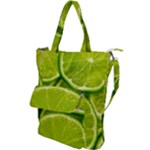 Lime Slices Close Up, Fresh, Fruit, Green Lemon Shoulder Tote Bag