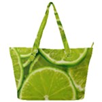 Lime Slices Close Up, Fresh, Fruit, Green Lemon Full Print Shoulder Bag