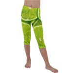 Lime Slices Close Up, Fresh, Fruit, Green Lemon Kids  Lightweight Velour Capri Leggings 