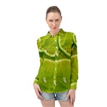 Lime Slices Close Up, Fresh, Fruit, Green Lemon Long Sleeve Chiffon Shirt