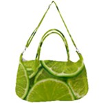 Lime Slices Close Up, Fresh, Fruit, Green Lemon Removable Strap Handbag